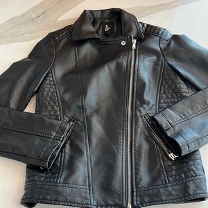 Art class girls faux leather jacket with ribbed siding